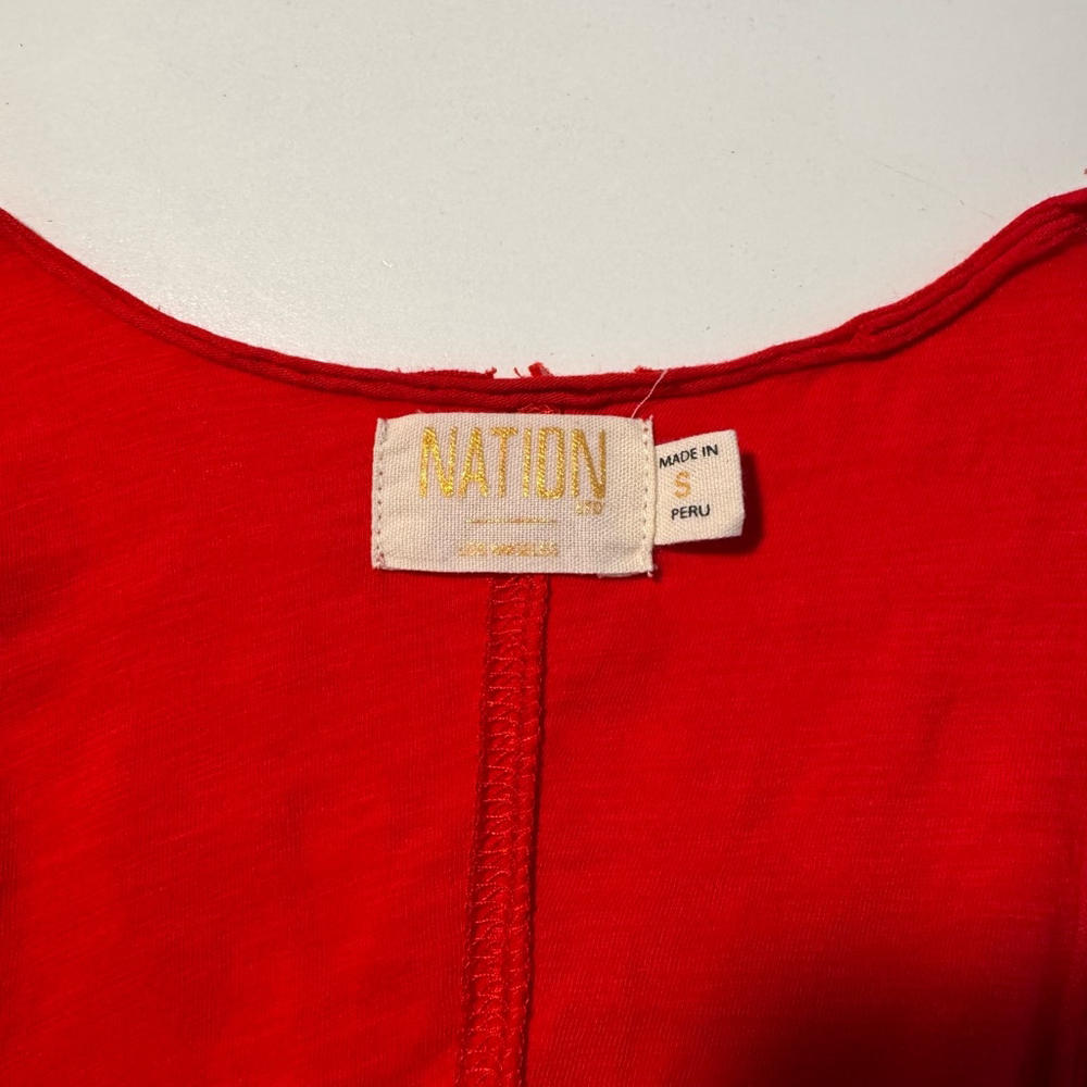 Nation LTD Tank Dress S Red Scoop Neck Sleeveless Midi Hi Low Summer Pima Cotton - Picture 8 of 10
